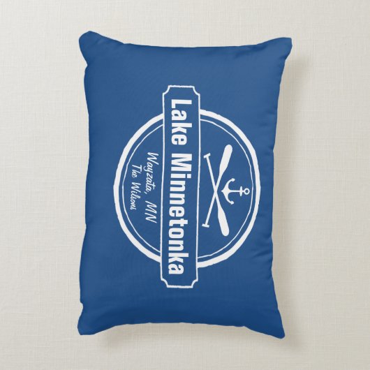 湖のMinnetonkaミネソタのいかりの町および名前 アクセントクッション (裏面(縦))