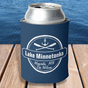 湖のMinnetonkaミネソタのいかりの町および名前 缶クーラー