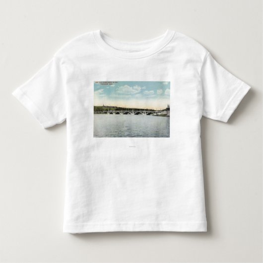 湖のQuinsigamond新しい橋の眺め トドラーTシャツ (正面)