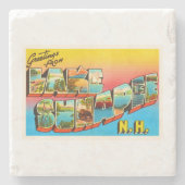 湖のSunapeeニューハンプシャーNH古い旅行記念品 ストーンコースター (正面)