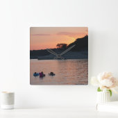 湖のTravisの日没の時計 スクエア壁時計 (ホーム)