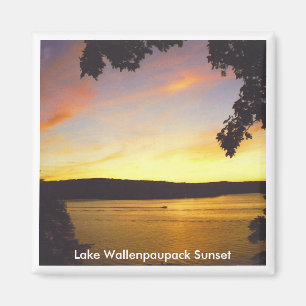 湖のWallenpaupackの日没の磁石 マグネット