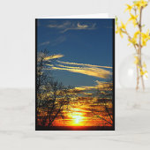 湖のWinnebagoの日没は挨拶状を引き起こします カード (黄色い花)