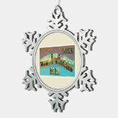 湖のWinnipesaukeeニューハンプシャー旅行記念品 スノーフレークピューターオーナメント (右)