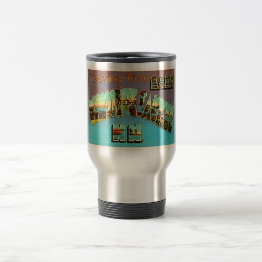 湖のWinnipesaukeeニューハンプシャー旅行記念品 トラベルマグ (中央)