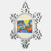 湖のWinnipesaukee #2ニューハンプシャーNHの古い旅行 スノーフレークピューターオーナメント (右)