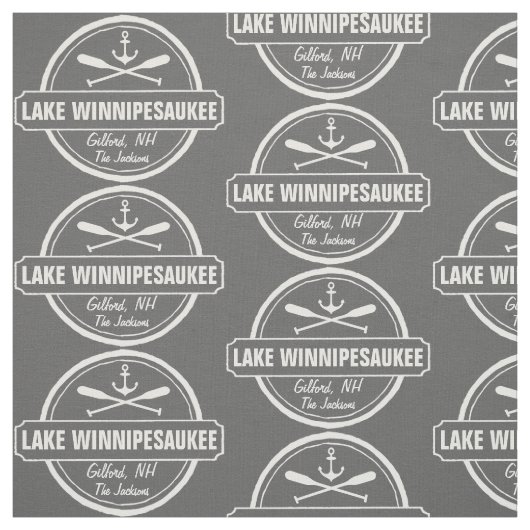 湖のWinnipesaukee NHのカスタムな町、名前、いかり ファブリック (見本)
