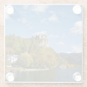 湖はスロベニアの秋色の木と出血しました ガラスコースター (裏面)