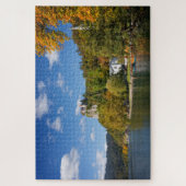 湖はスロベニアの秋色の木と出血しました ジグソーパズル (縦)