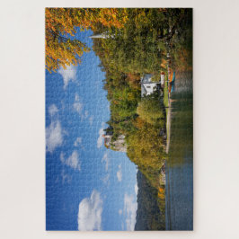 湖はスロベニアの秋色の木と出血しました ジグソーパズル