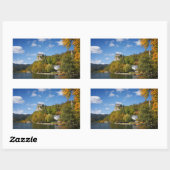 湖はスロベニアの秋色の木と出血しました 長方形シール (シート)