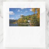 湖はスロベニアの秋色の木と出血しました 長方形シール (バッグ)