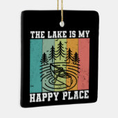 湖は私のハッピープレイス動揺してヴィンテージ湖 セラミックオーナメント (右)