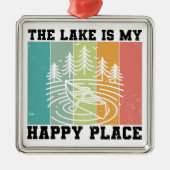 湖は私のハッピープレイス動揺してヴィンテージ湖 メタルオーナメント (正面)
