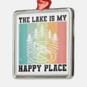 湖は私のハッピープレイス動揺してヴィンテージ湖 メタルオーナメント (左)