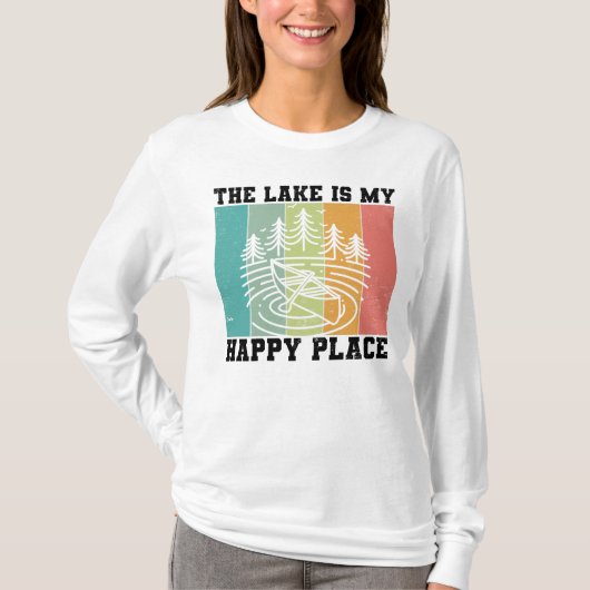 湖は私のハッピープレイス動揺してヴィンテージ湖 Tシャツ (正面)