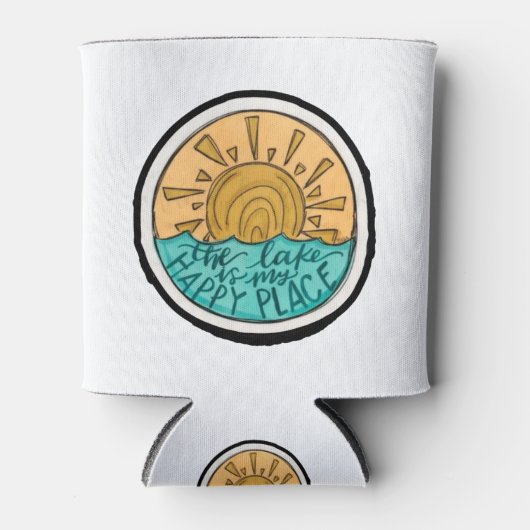 湖は私の幸せな場所ボート贈り物 缶クーラー (正面)