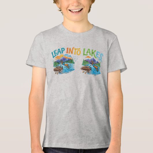 湖へ飛び込もう トライブレンドTシャツ (正面)