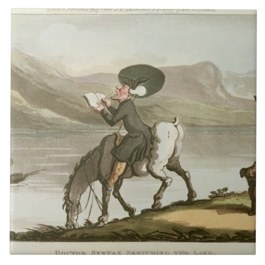 湖をスケッチしているSyntax先生 タイル (正面)