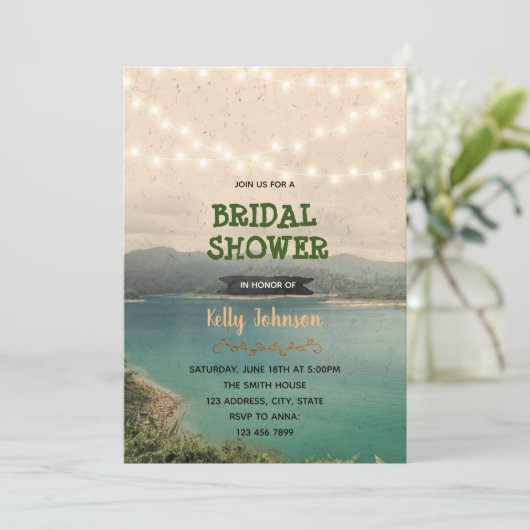 湖をテーマにしたブライズメイドのシャワー招待状 招待状 (スタンド正面)
