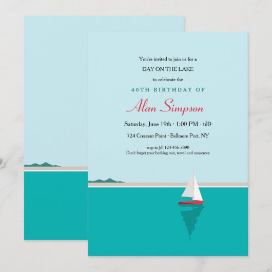 湖を帆走する 招待状 (正面/裏面)