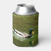 湖を横切る美しいマガモ 缶クーラー (缶正面)