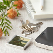 湖を見下ろすエルクのバックビュー キーホルダー (側面)