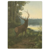 湖を見下ろすエルクのバックビュー クリップボード (裏面)