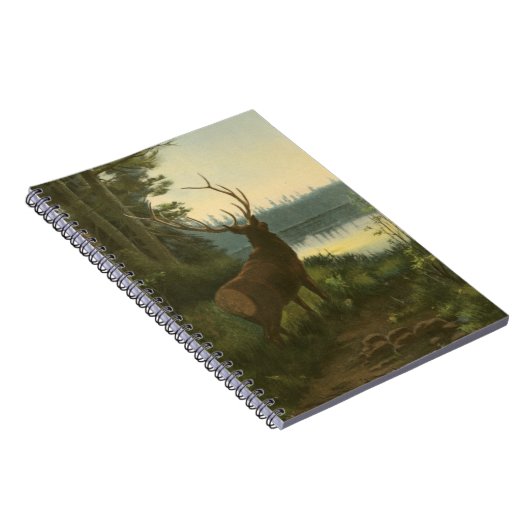 湖を見下ろすエルクのバックビュー ノートブック (右側)