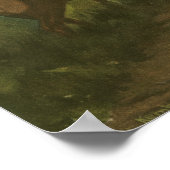 湖を見下ろすエルクのバックビュー ポスター (角)