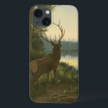 湖を見下ろすエルクのバックビュー iPhone 13ケース<br><div class="desc">自然から遠く遠くに離れた所に？この美しくクラシカルも与え平和な印象とエルクの色が正確で、非常にリアルなイメージ。この自然スタイルのアートを製品お気に入りのに取り込む！</div>