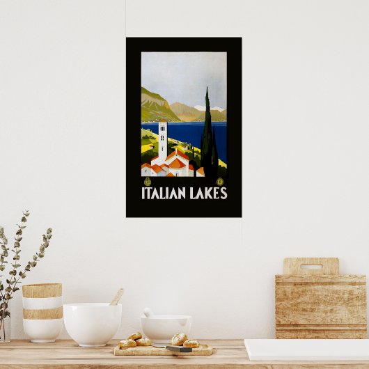 湖イタリアンヴィンテージ旅行ポスター ポスター (キッチン)