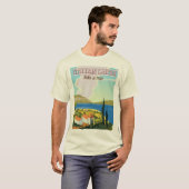 湖イタリアンヴィンテージ旅行ポスター Tシャツ (正面フル)