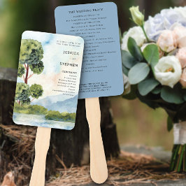 湖エバーグリーン水の色ほこりっぽいブループログラム ハンドファン