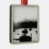 湖エリーシルエットクリスマスオーナメントにボート メタルオーナメント (右)