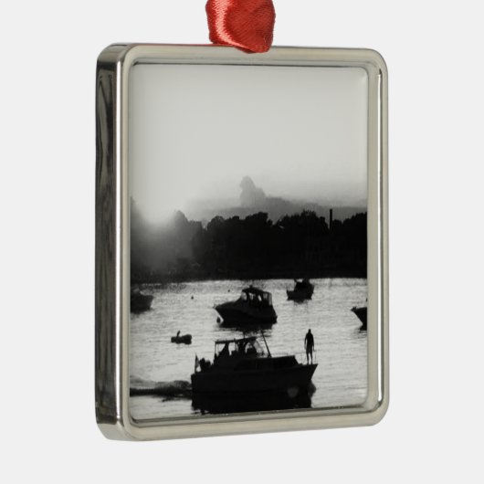 湖エリーシルエットクリスマスオーナメントにボート メタルオーナメント (右)