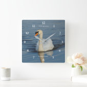 湖エレガントで白鳥をミュート スクエア壁時計 (ホーム)