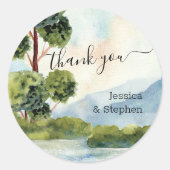 湖エヴァグリーンデスティネーションウェディングサンキュー ラウンドシール (正面)