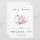湖オンライン白鳥ベビーシャワー 招待状 (正面/裏面)