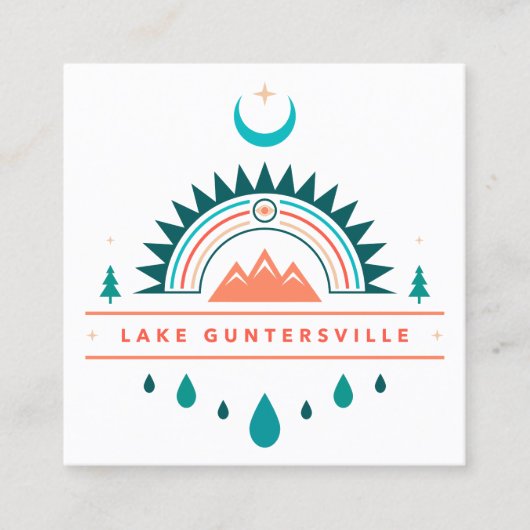 湖ガンターズビルアラバマの虹の月 スクエア名刺 (正面)