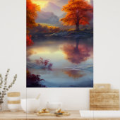 湖クラシックの木々の秋の眺め2ポスター ポスター (キッチン)
