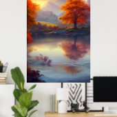 湖クラシックの木々の秋の眺め2ポスター ポスター (ホームオフィス)