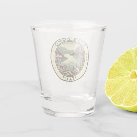 湖コモイタリアイラストレーショントラベルアートバッジ ショットグラス (裏面)