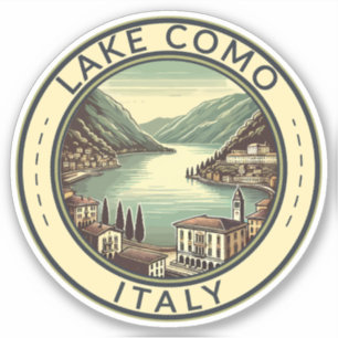 湖コモイタリアイラストレーショントラベルアートバッジ シール