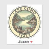 湖コモイタリアイラストレーショントラベルアートバッジ シール (シート)