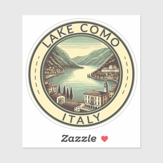 湖コモイタリアイラストレーショントラベルアートバッジ シール (シート)