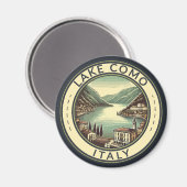 湖コモイタリアイラストレーショントラベルアートバッジ マグネット (正面/裏面)