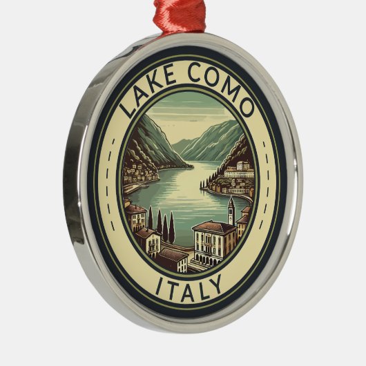 湖コモイタリアイラストレーショントラベルアートバッジ メタルオーナメント (右)