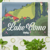 湖コモイタリアヴィンテージスタイル旅行ポスター キッチンタオル (折り畳み)