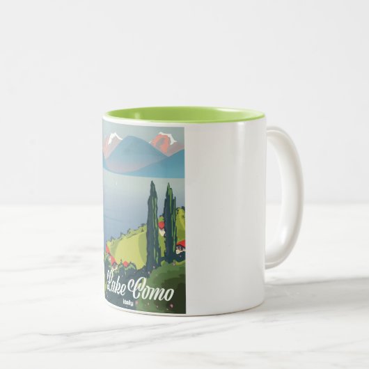 湖コモイタリアヴィンテージスタイル旅行ポスター ツートーンマグカップ (正面右)